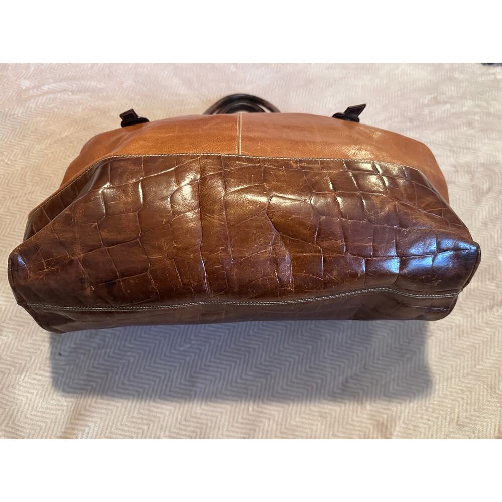 Vintage Furla Leather and Crocodile Doctor travel Tote, Cognac - Picture 4 of 7